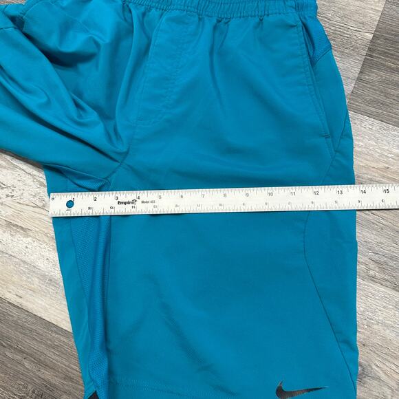 Nike Fit Dry Flex Vent Teal Blue Men M Mini Swoosh Gym Athletic Short - Picture 11 of 13
